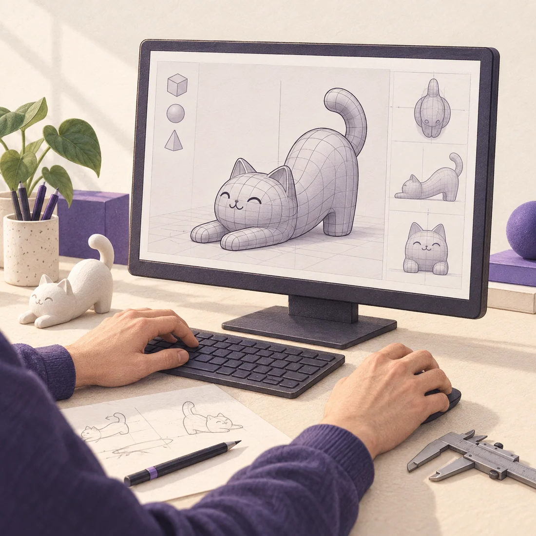 Illustration of a three-dimensional design on a screen