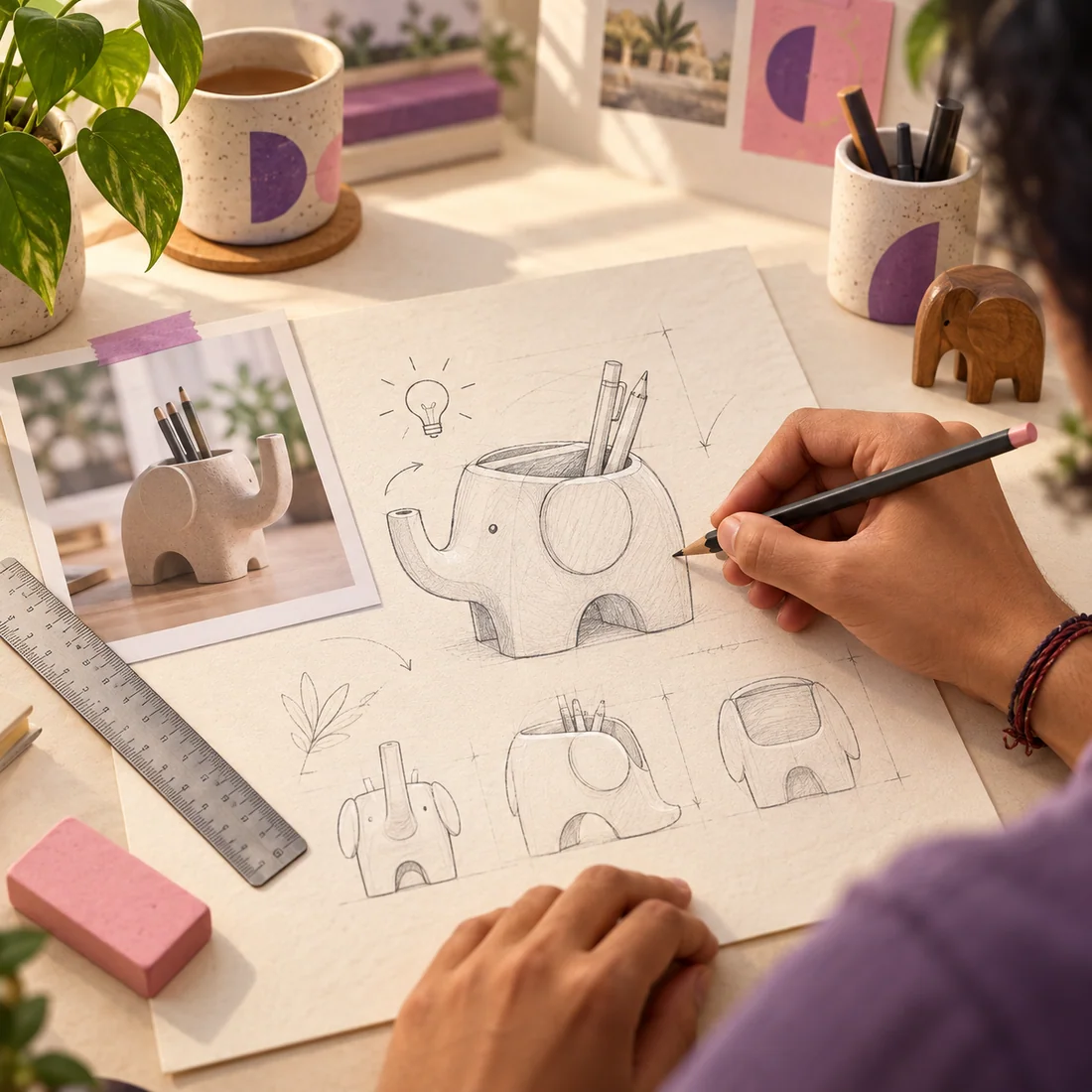 Illustration of an idea being sketched