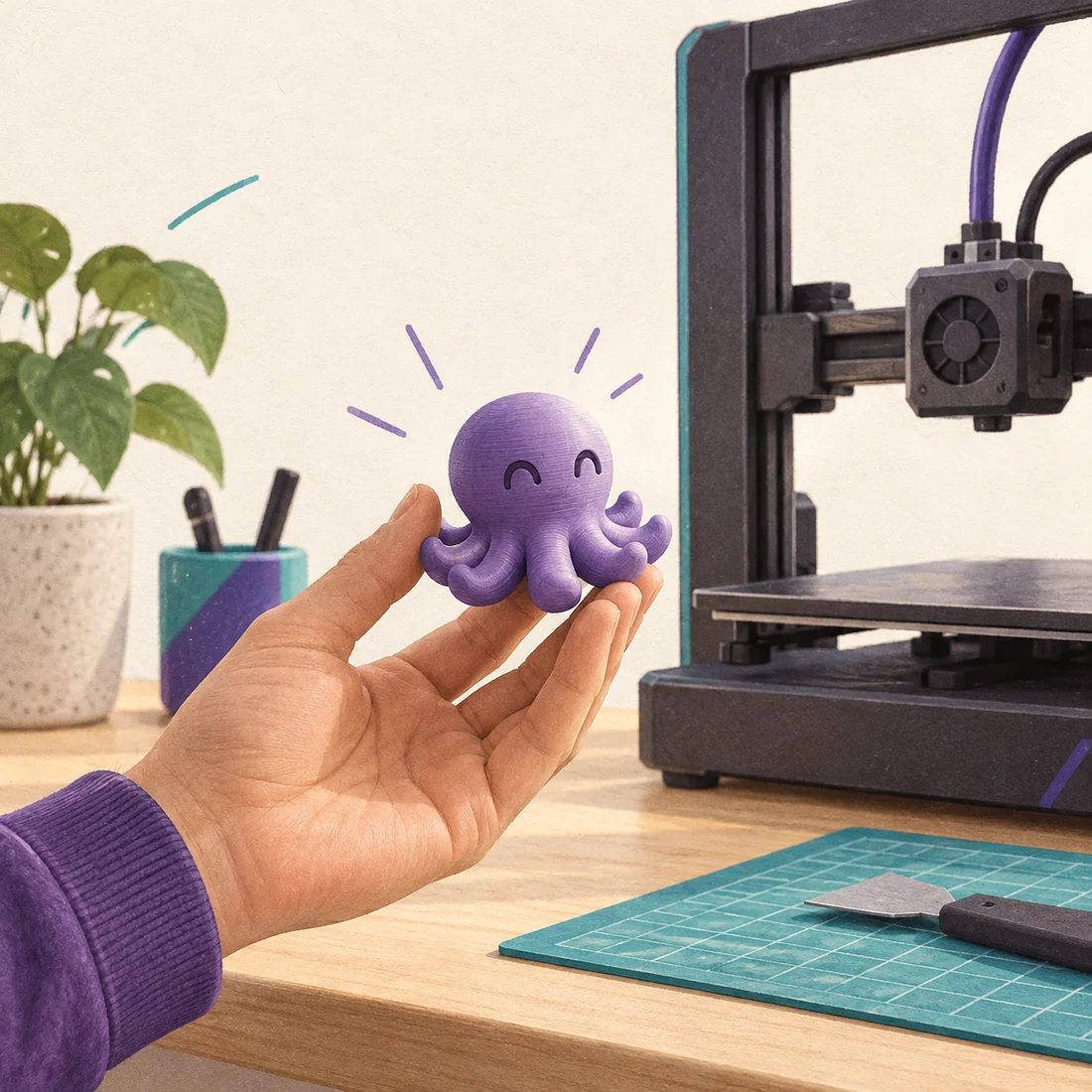 Illustration of a finished 3D-printed object